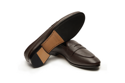 Belgian Loafers With Penny Saddle In  Dark Brown