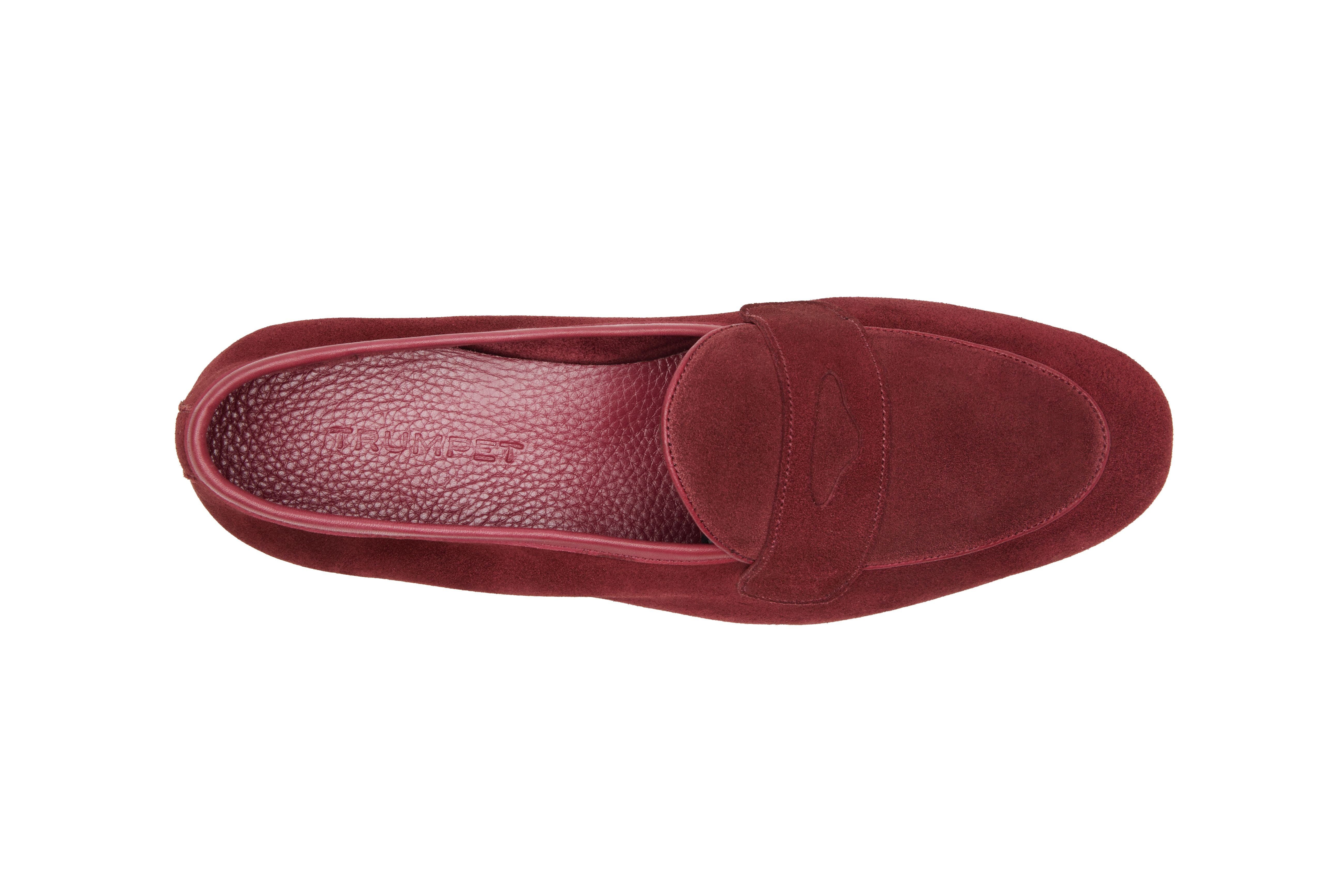 Belgian Loafers With Penny Saddle In Burgandy Suede