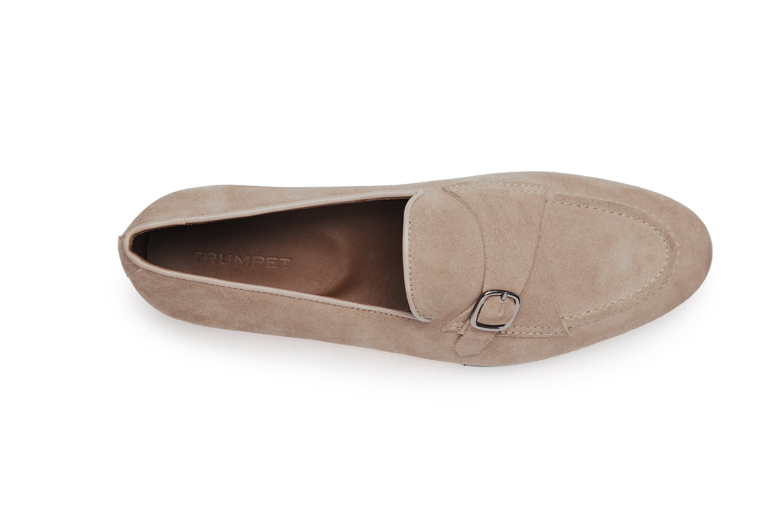 Cuban Single Buckle Loafers In Beige Suede