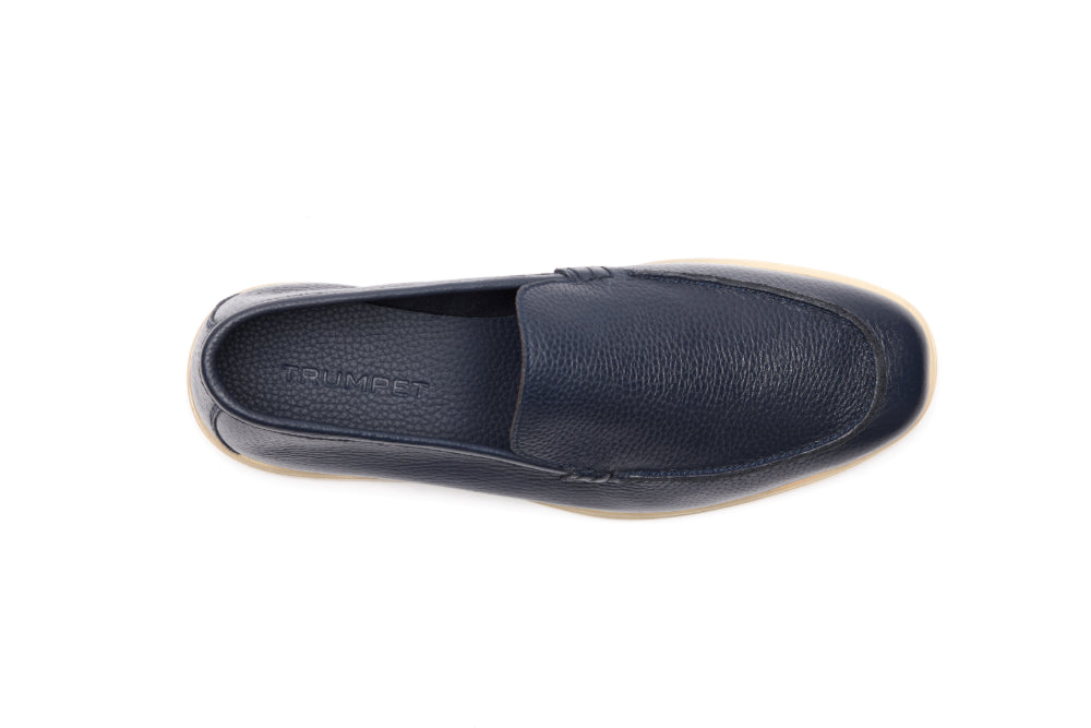 Yacht Loafers in Navy Milled with Cream Sole