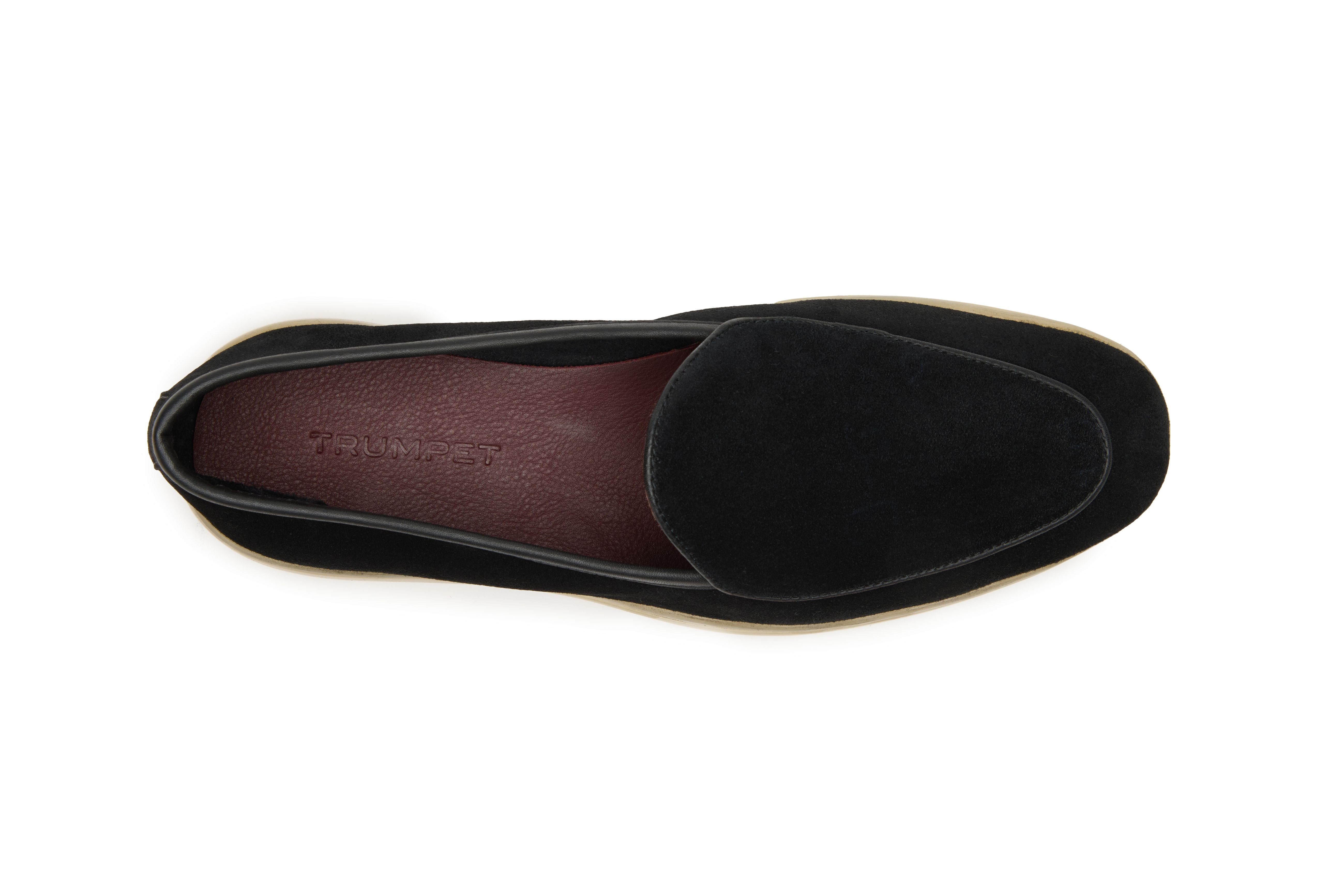 Belgian Style Yacht Loafers In Black Suede