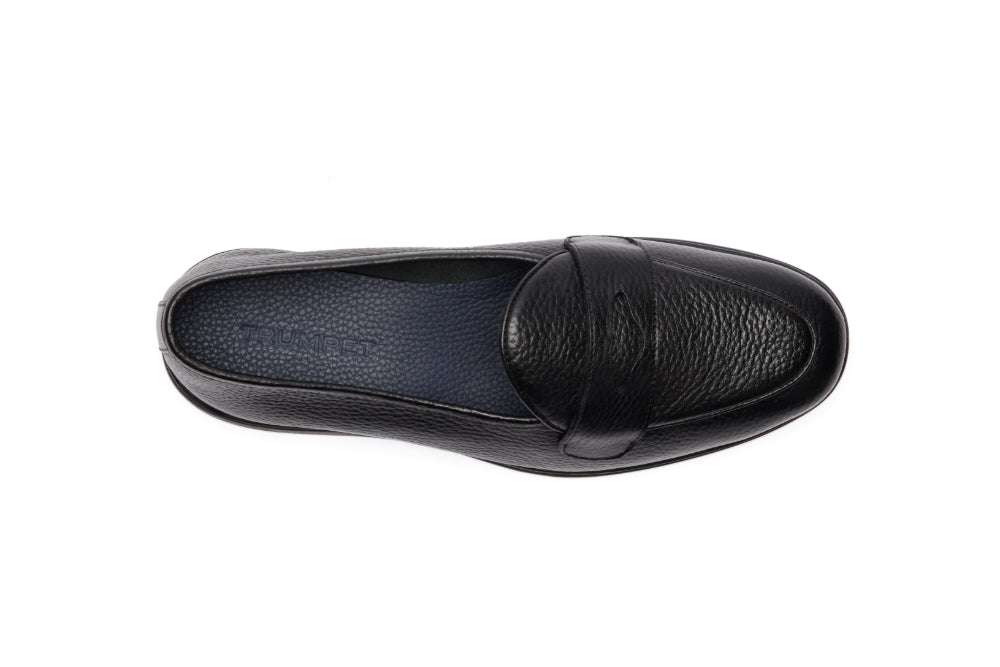 Belgian Loafers with Penny Saddle in Black Milled