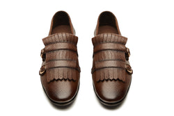 Double Monk Fringe Loafer In Brown Patina