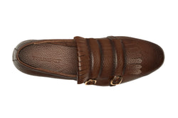 Double Monk Fringe Loafer In Brown Patina