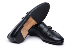 Cuban Single Buckle Loafers In Black