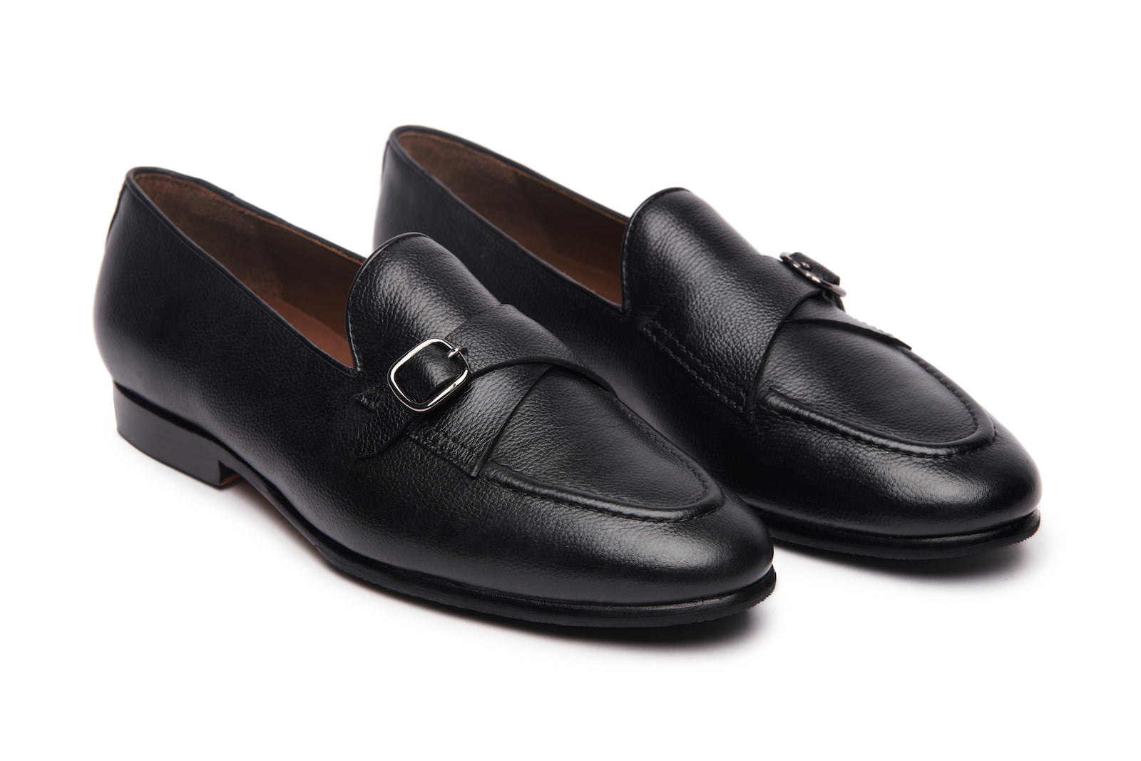 Cuban Single Buckle Loafers In Black