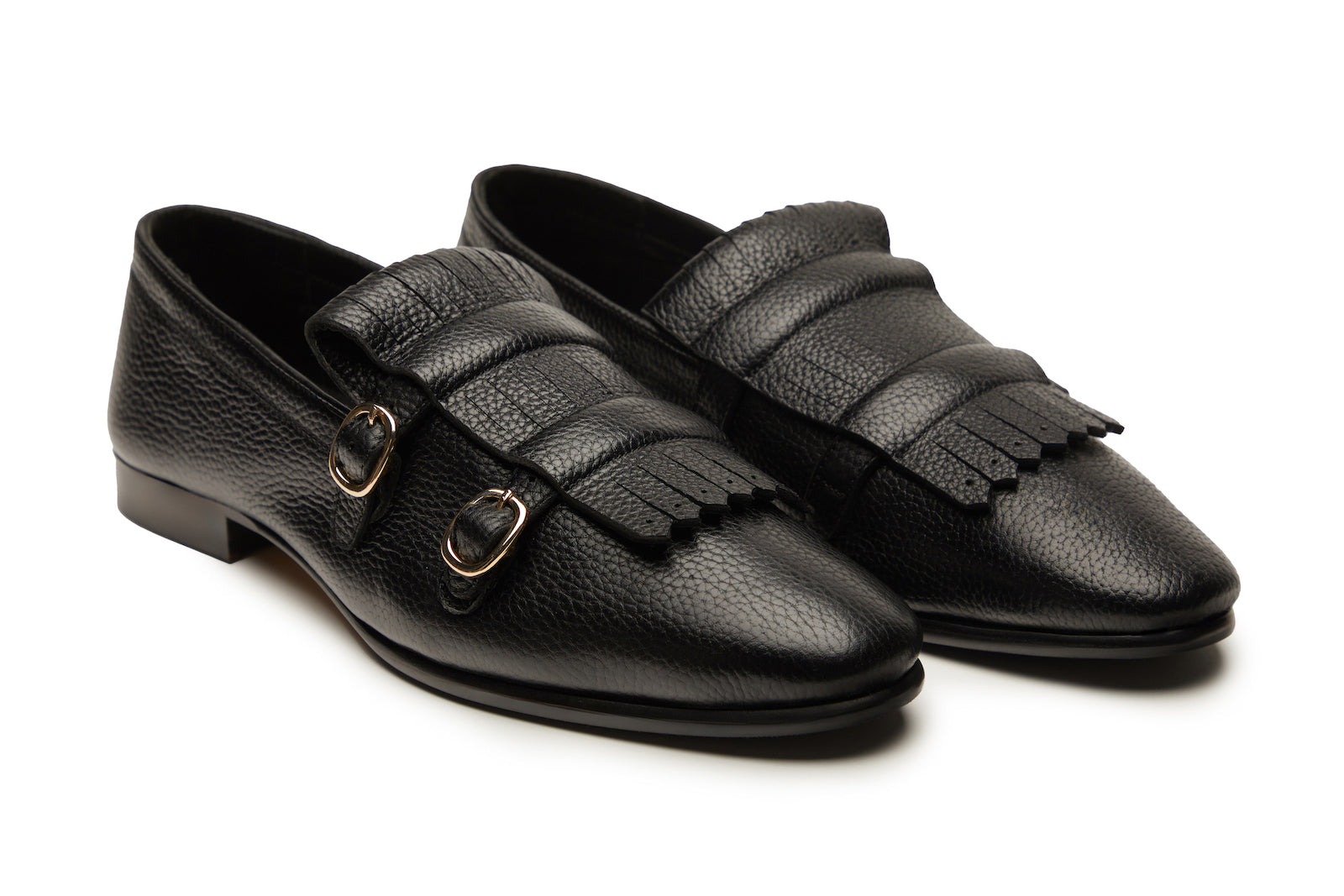 Double Monk Fringe Loafer In Black