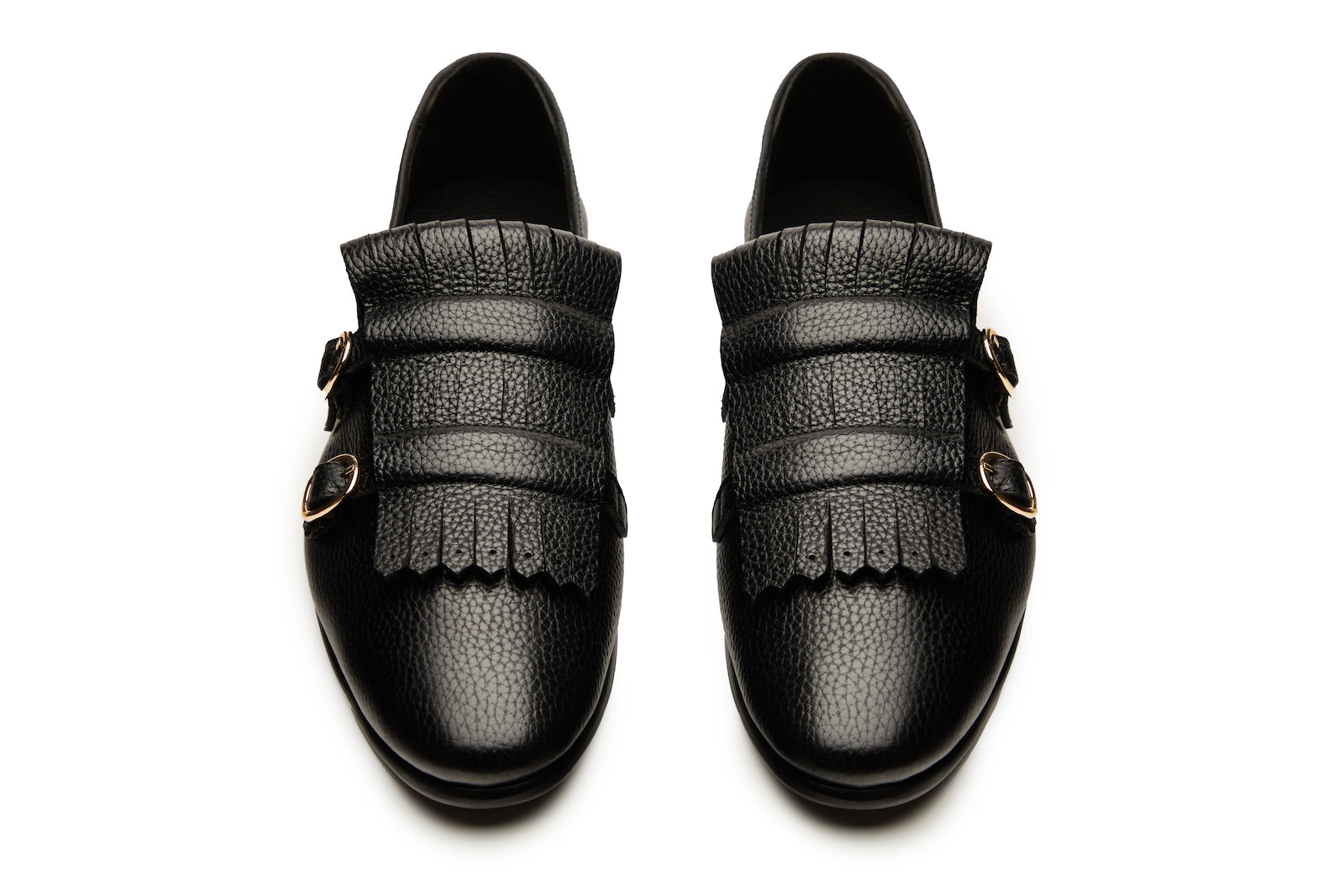 Double Monk Fringe Loafer In Black