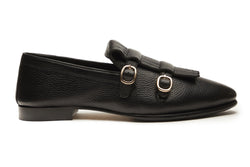 Double Monk Fringe Loafer In Black