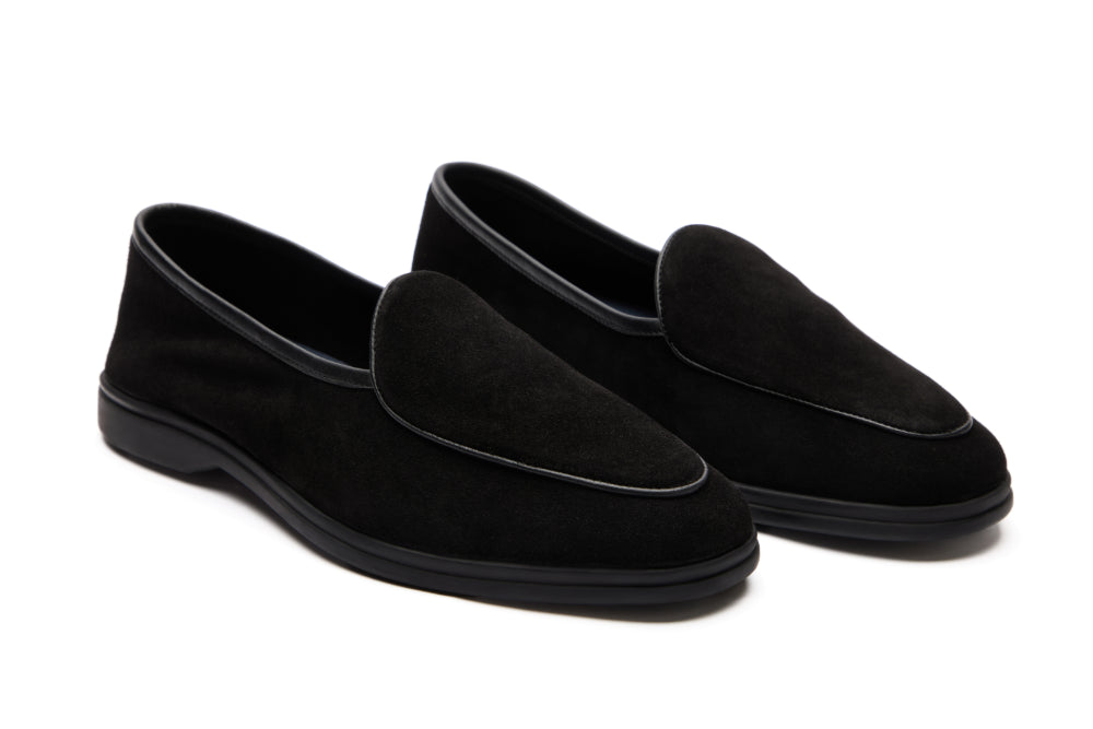 Belgian Loafers – Black Suede