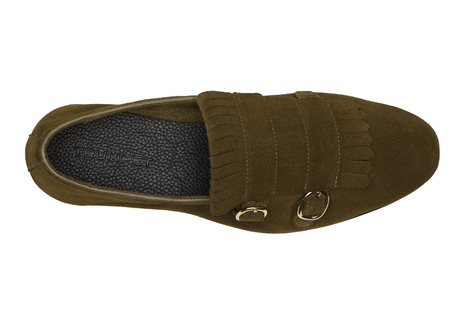 Double Monk Fringe Loafer In Olive Suede