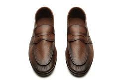 Full Strap Penny Strap Loafers In Brown Patina