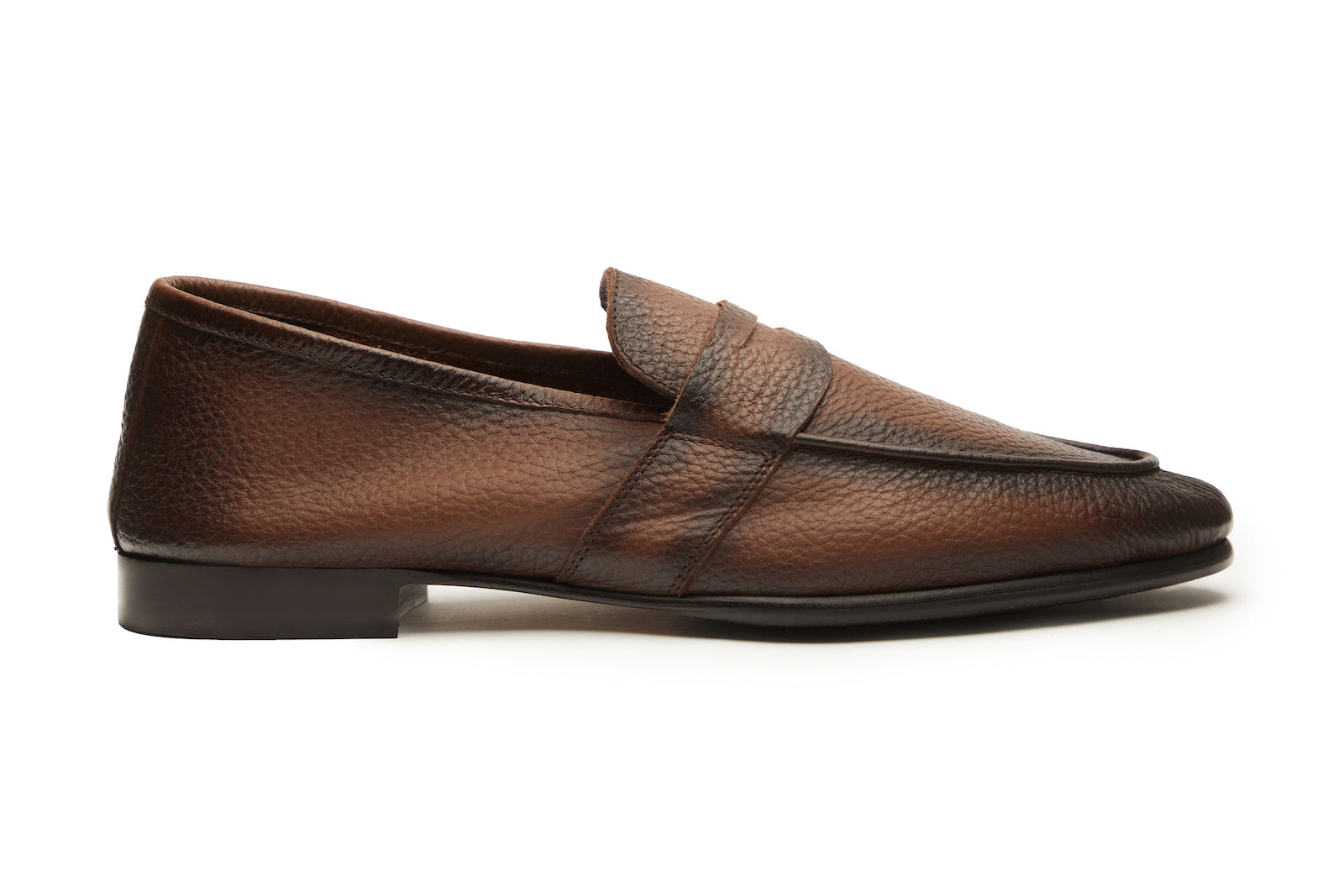 Full Strap Penny Strap Loafers In Brown Patina