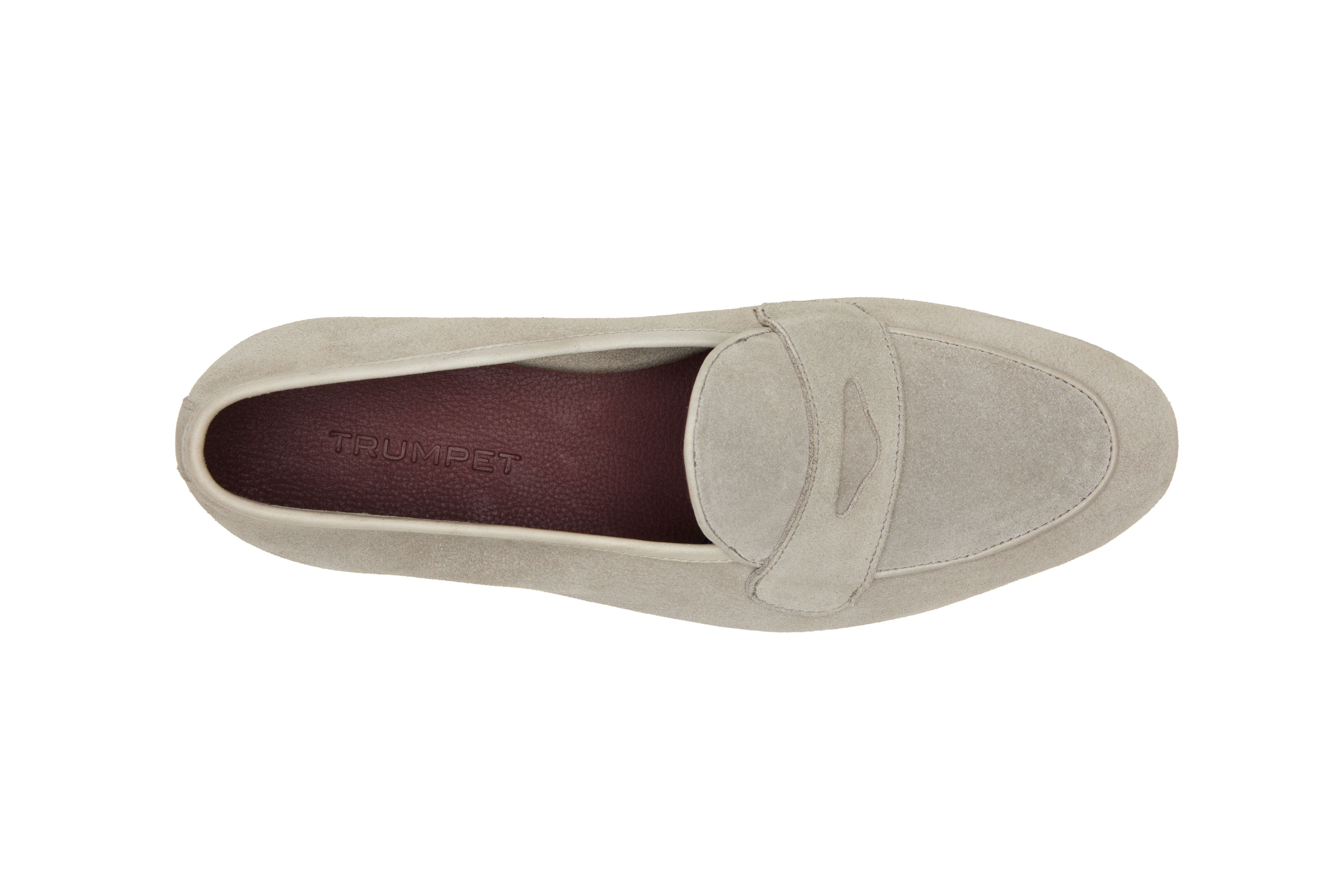 Belgian Loafers With Penny Saddle In Light Grey Suede