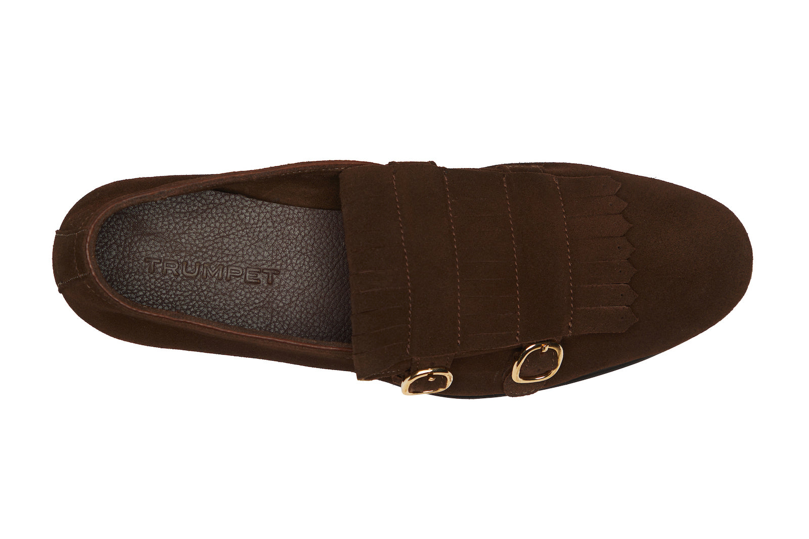 Double Monk Fringe Loafer In Brown Suede