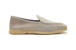 Belgian Style Yacht Loafers In Grey Suede