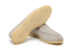 Belgian Style Yacht Loafers In Grey Suede