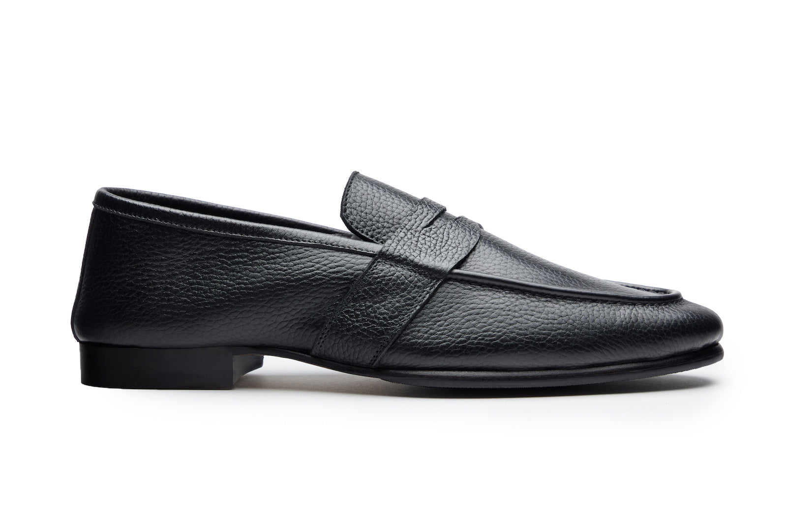 Full Strap Penny Strap Loafers In Black