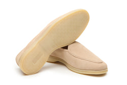 Belgian Style Yacht Loafers In Beige Suede