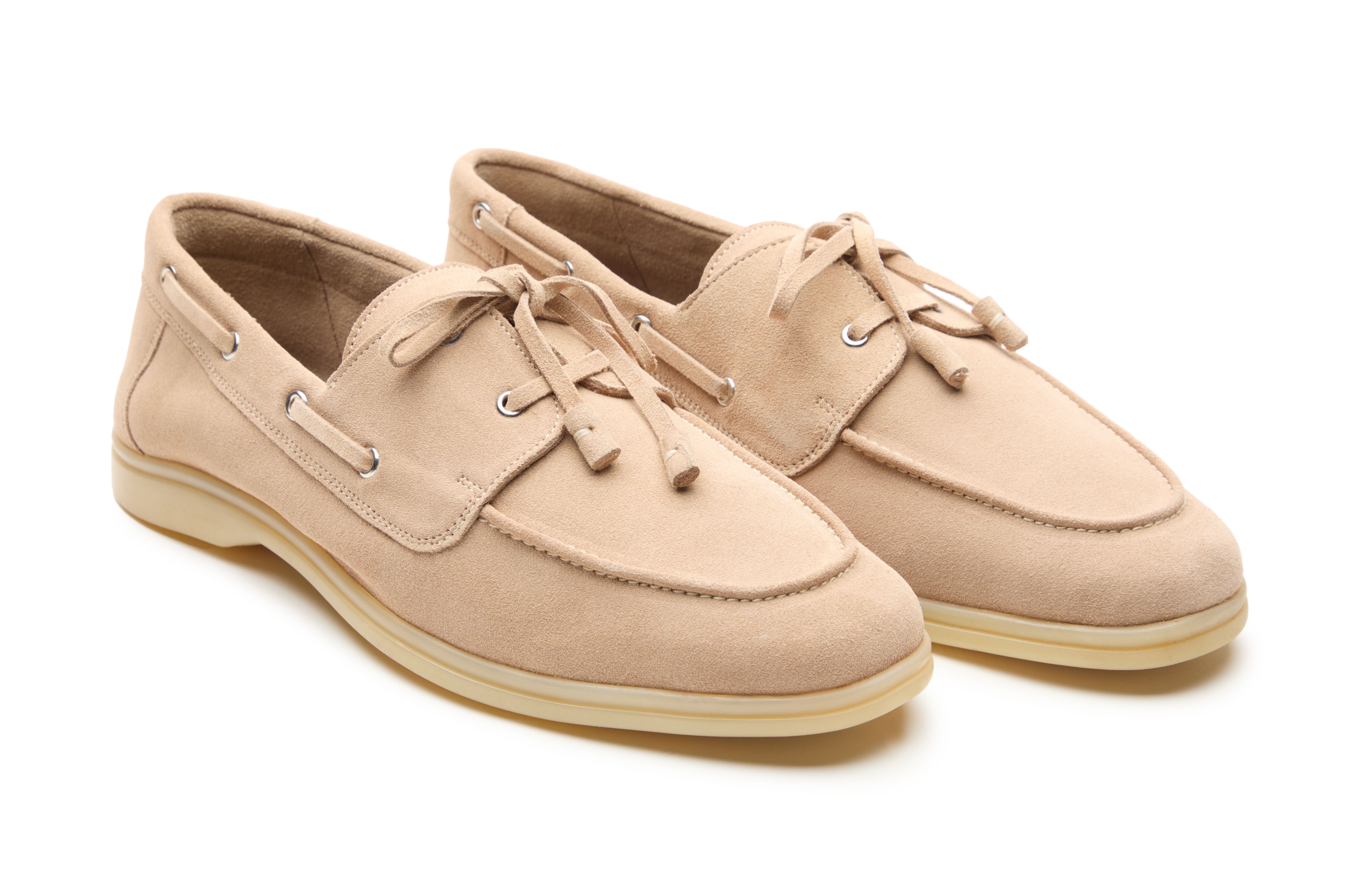 Boat Shoes In Beige Suede