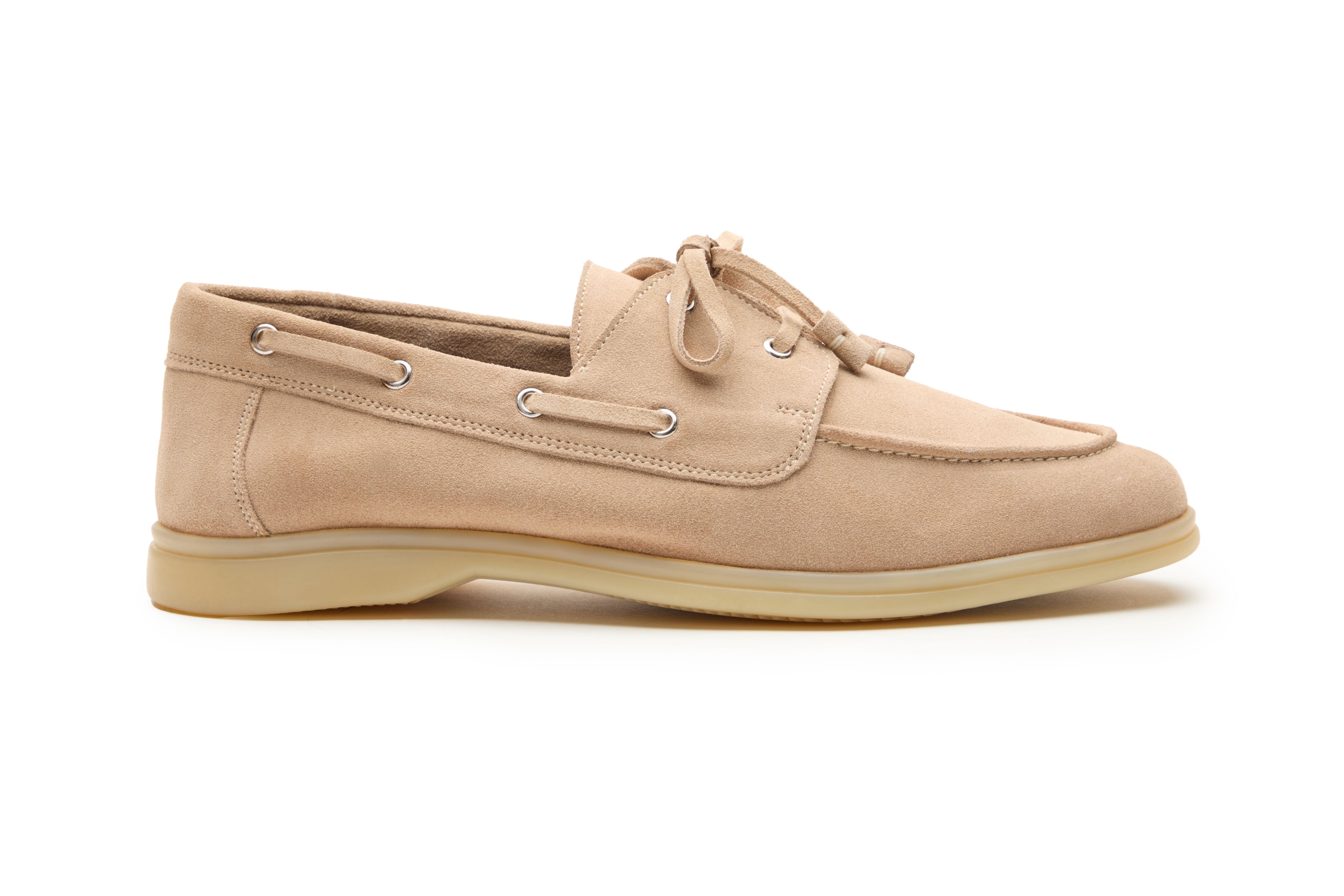 Boat Shoes In Beige Suede