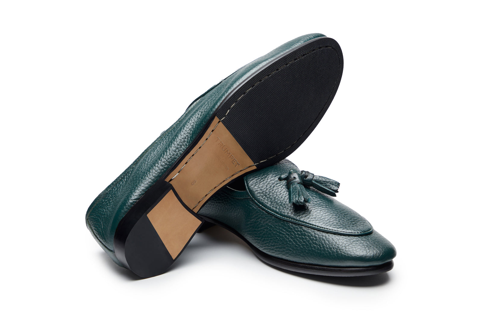 Belgian Loafer With Tassles In Bottle Green