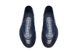 Belgian Loafers  In  Navy Milled/Croco