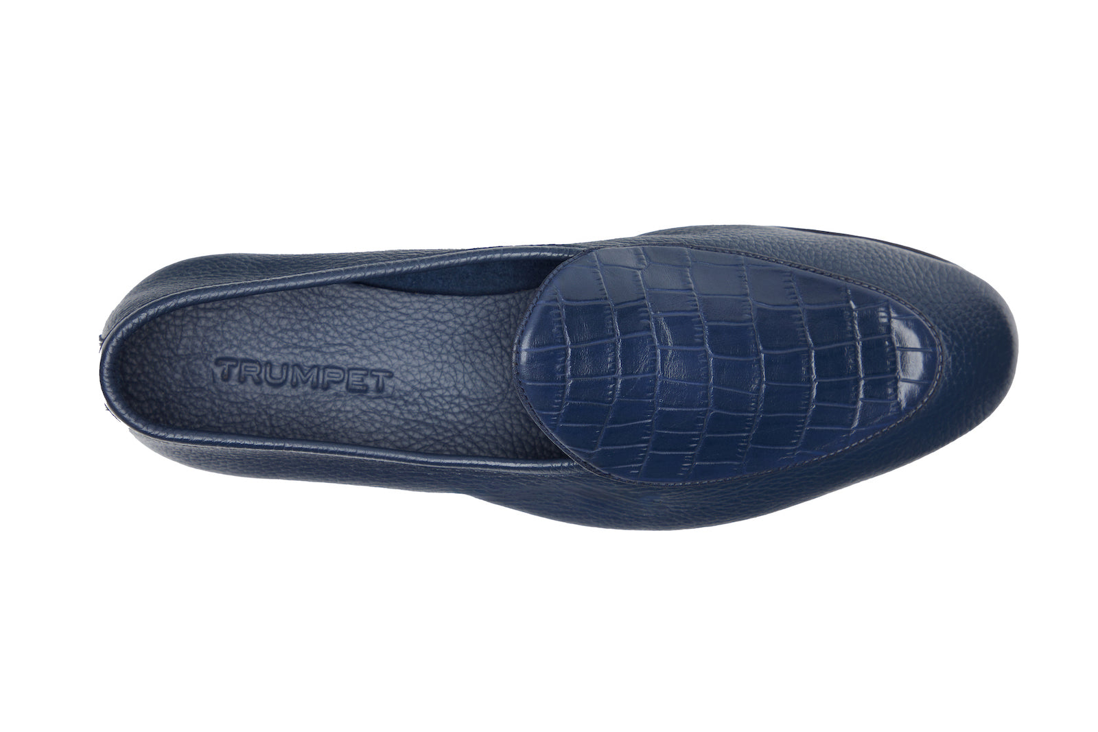 Belgian Loafers  In  Navy Milled/Croco