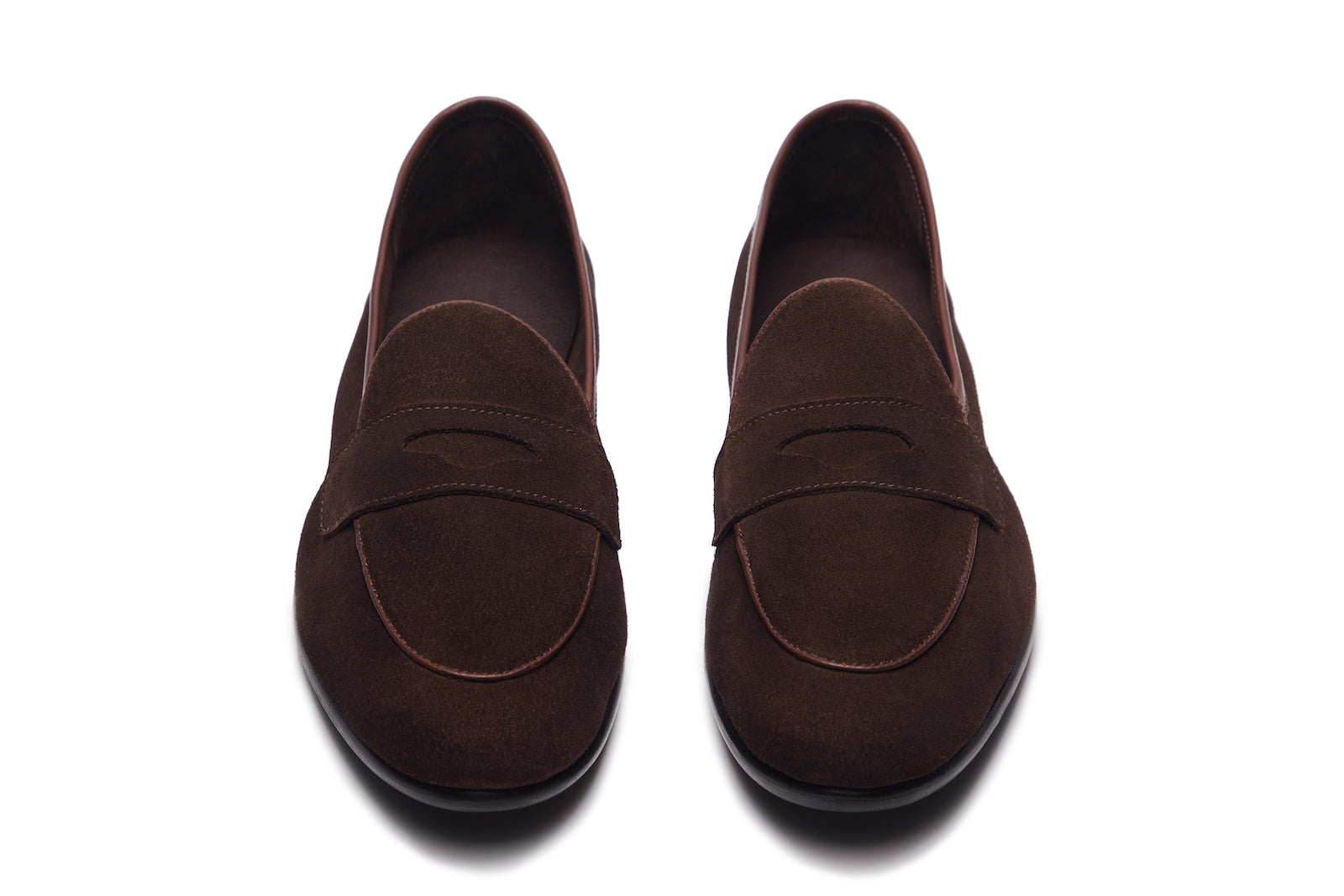 Belgian Loafers With Penny Saddle In  Brown Suede