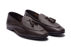 Belgian Loafer With Tassles In Brown Patina