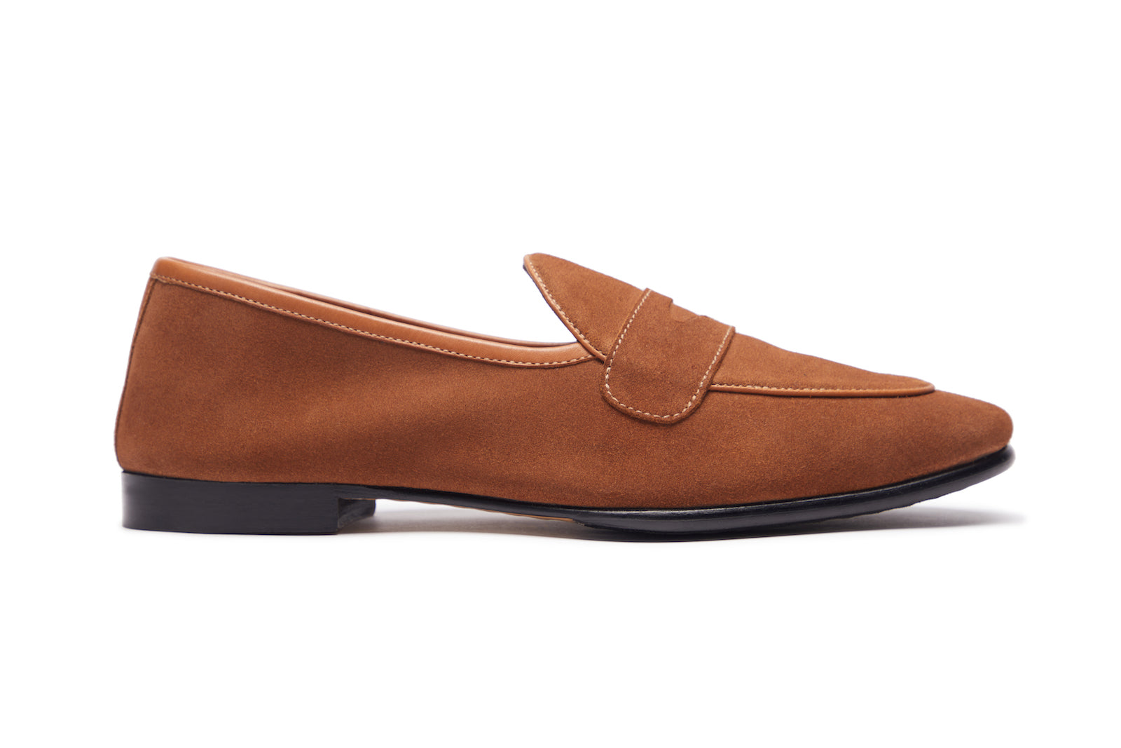 Belgian Loafers With Penny Saddle In  Tan Suede