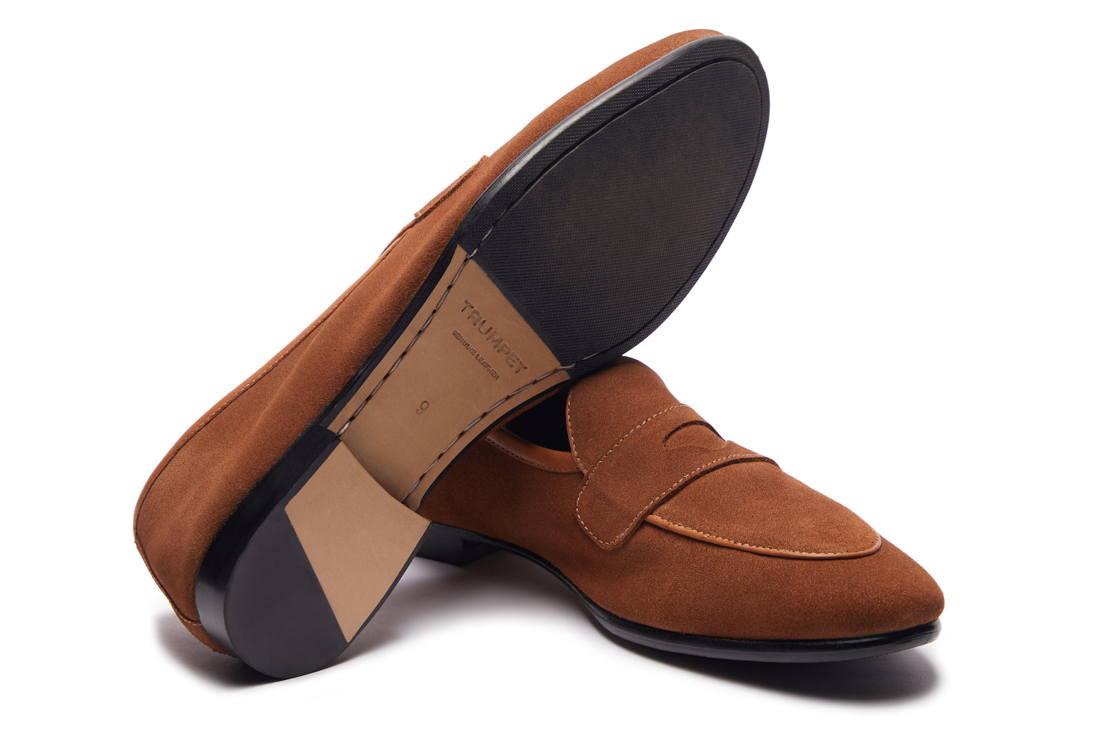 Belgian Loafers With Penny Saddle In  Tan Suede