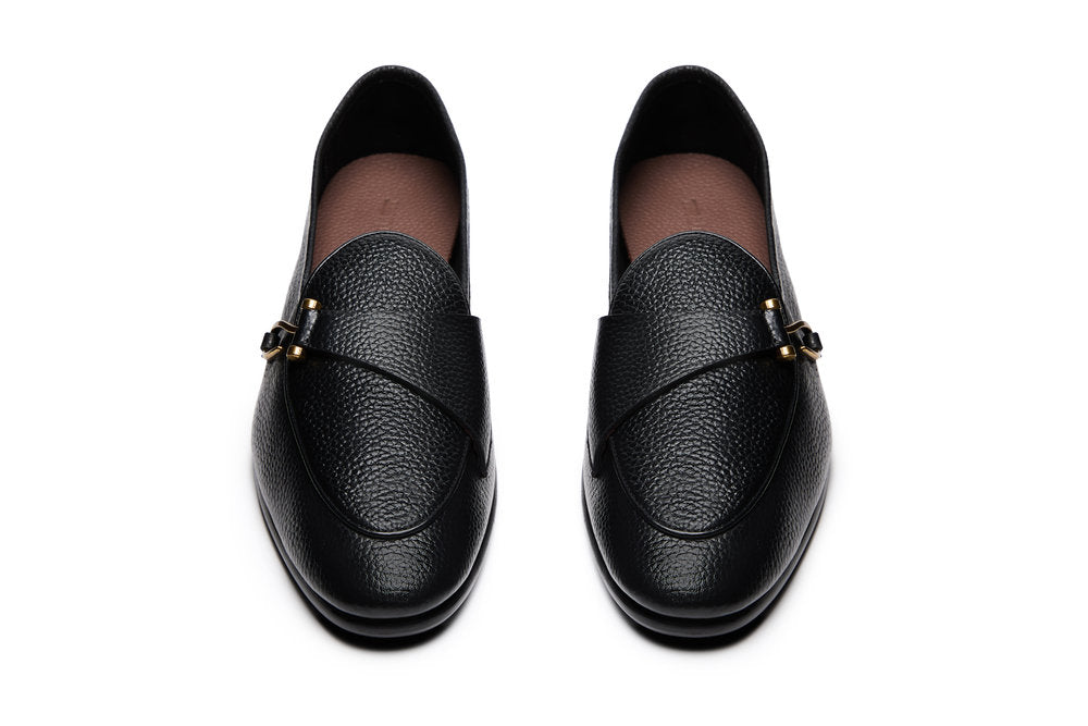 Belgian Loafers with Hook in Black Milled