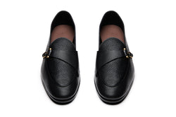Belgian Loafers with Hook in Black Milled