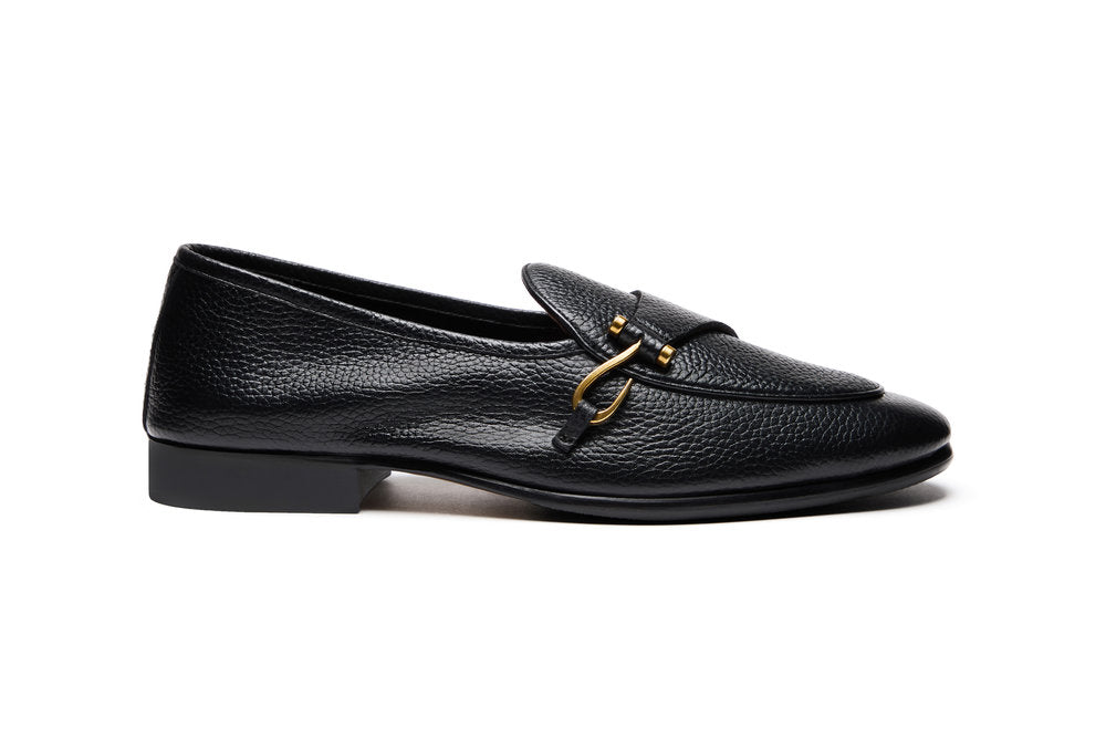 Belgian Loafers with Hook in Black Milled