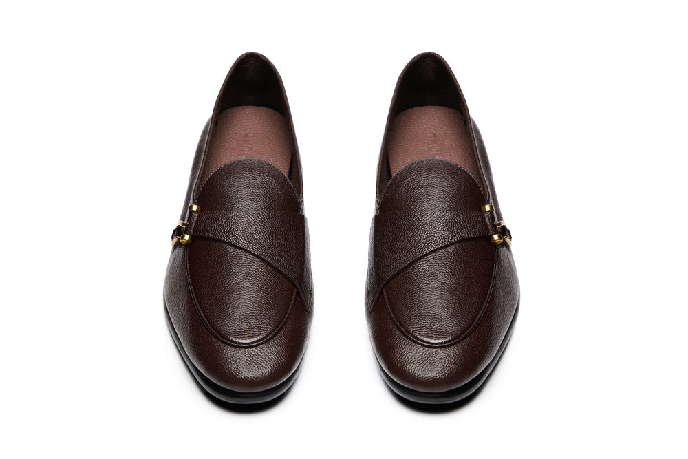 Belgian Loafers with Hook in Brown Milled