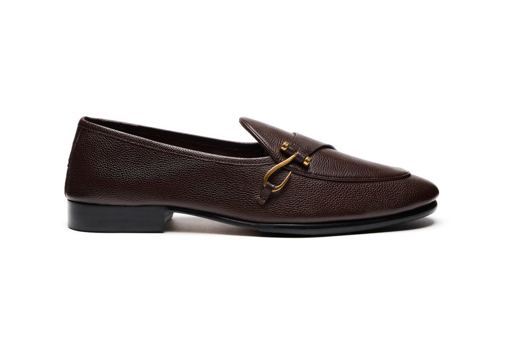 Belgian Loafers with Hook in Brown Milled