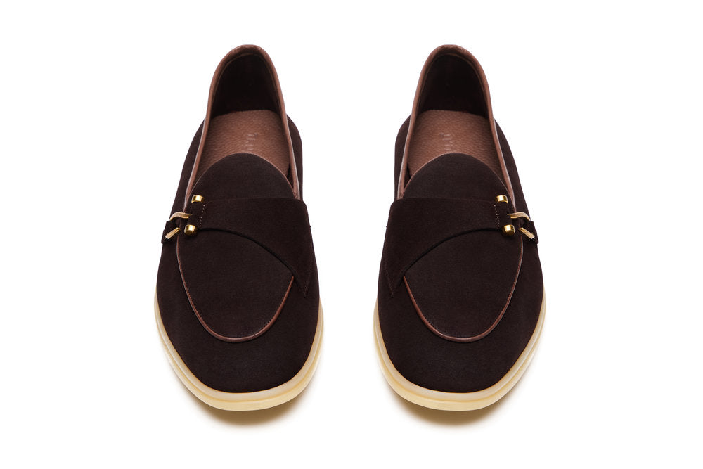 Belgian Hook Yacht Loafers in Cocoa Suede