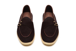 Belgian Hook Yacht Loafers in Cocoa Suede
