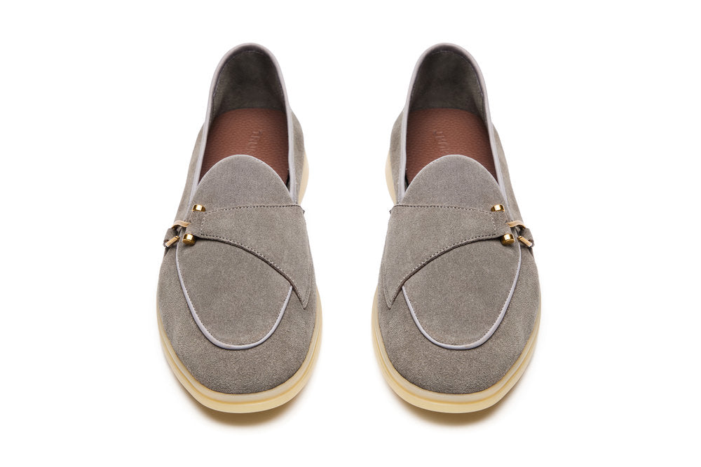 Belgian Hook Yacht Loafers in Dark Grey Suede