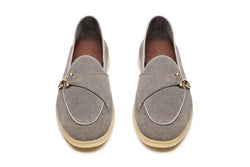 Belgian Hook Yacht Loafers in Dark Grey Suede