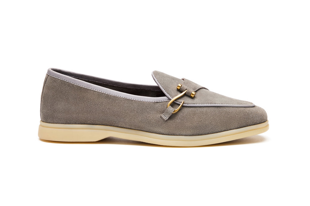 Belgian Hook Yacht Loafers in Dark Grey Suede
