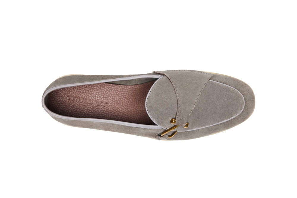 Belgian Hook Yacht Loafers in Dark Grey Suede