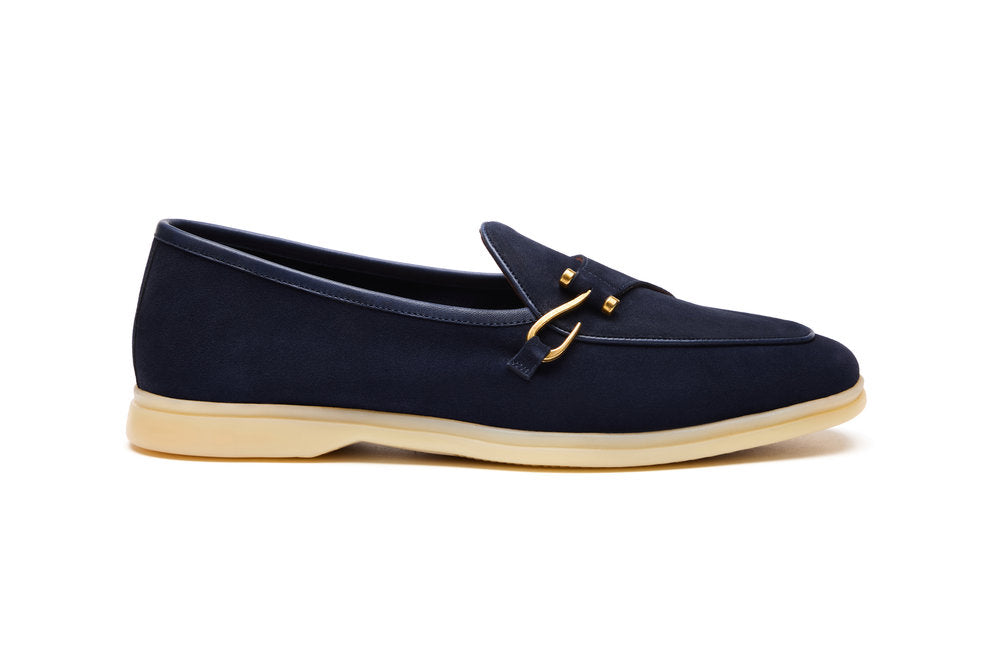 Belgian Hook Yacht Loafers in Navy Suede