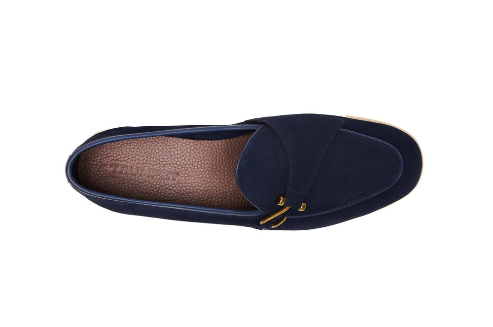 Belgian Hook Yacht Loafers in Navy Suede