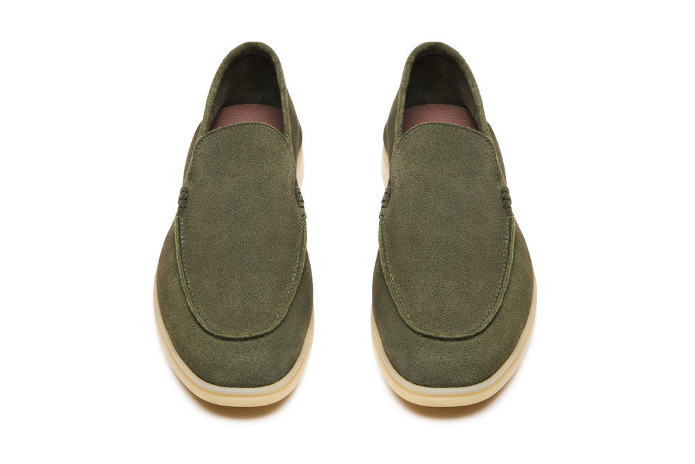 Yacht loafers in Olive Suede