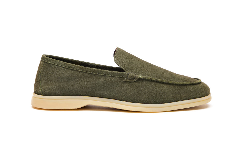 Yacht loafers in Olive Suede